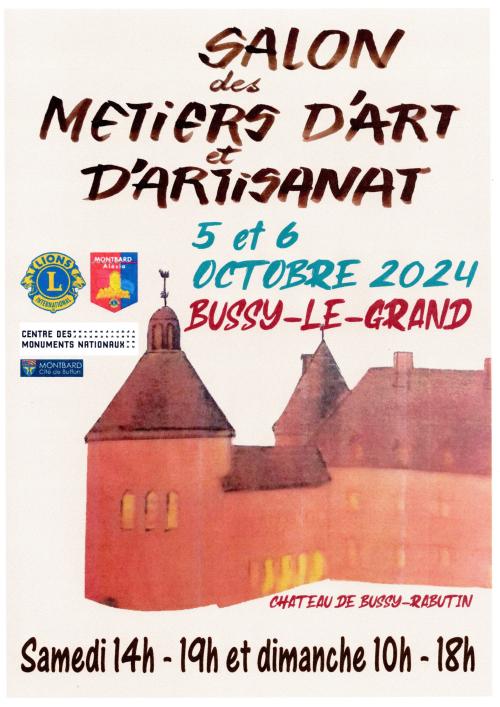 BUSSY RABUTIN  Salon des métiers d'art les 5 et 6 octobre 2024